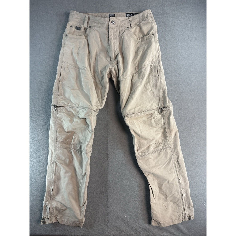Kuhl Liberator Stealth Pants Mens 34x32 Beige Convertible Hiking Outdoor